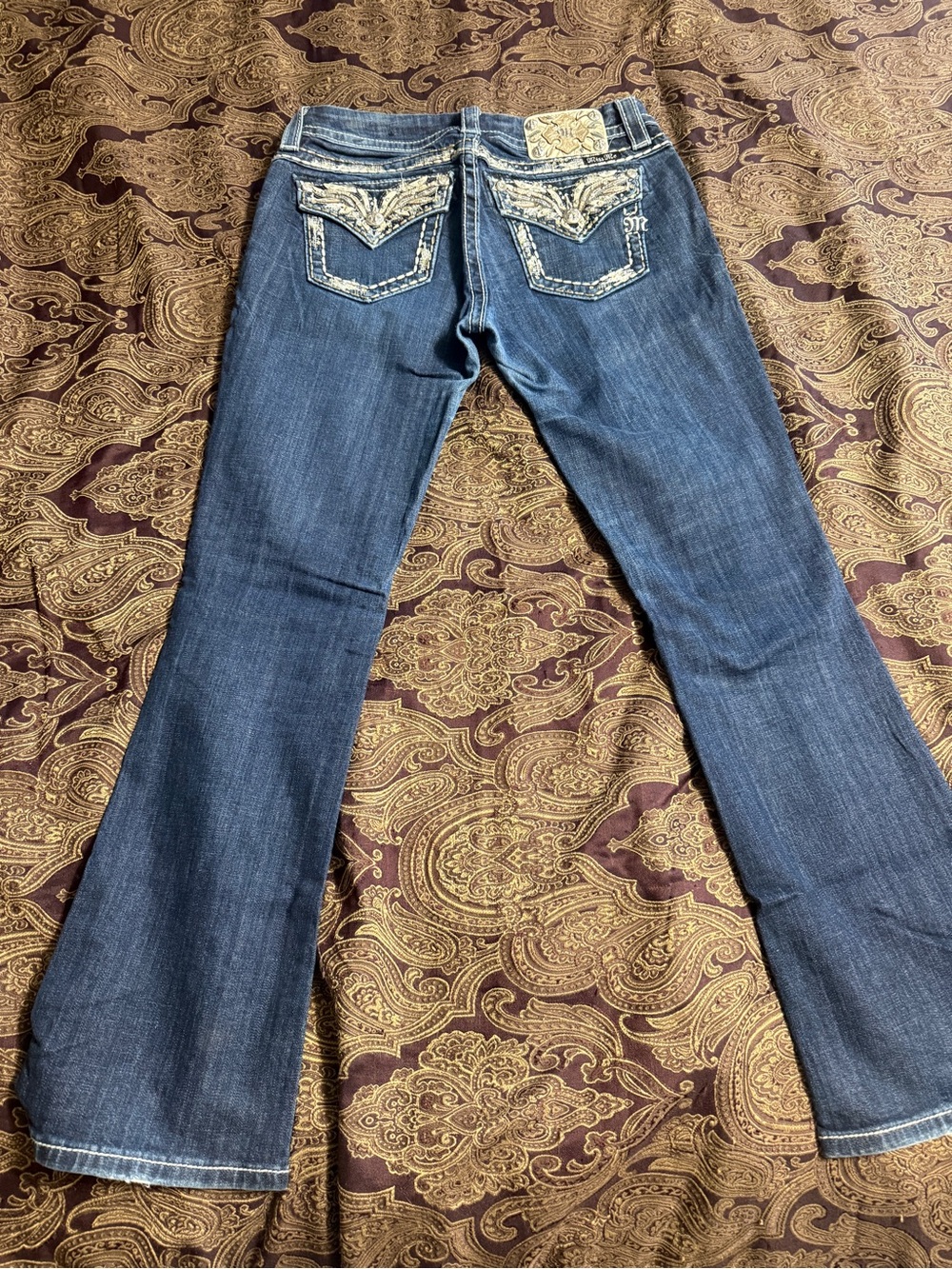 Miss Me Dark Blue Women's Bootcut Jeans with Embroidered Back Pockets